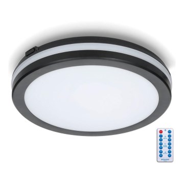 Φωτιστικό οροφής μπάνιου LED με αισθητήρα LED/18W/230V 3000/4000/6500K IP65 διάμετρος 30 cm μαύρο + τηλεχειριστήριο