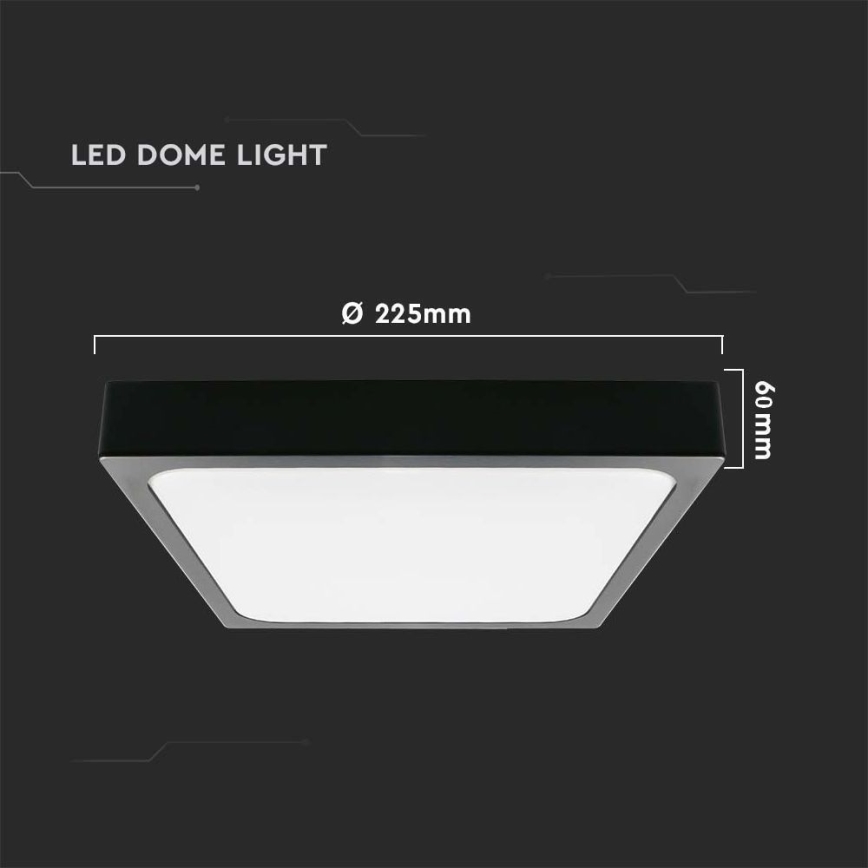 Φωτιστικό οροφής μπάνιου LED με αισθητήρα LED/18W/230V 4000K IP44 22,5x22,5 cm μαύρο