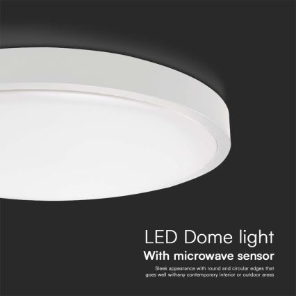 Φωτιστικό οροφής μπάνιου LED με αισθητήρα SAMSUNG CHIP LED/18W/230V IP44 6500K διάμετρος 29 cm λευκό + τηλεχειριστήριο