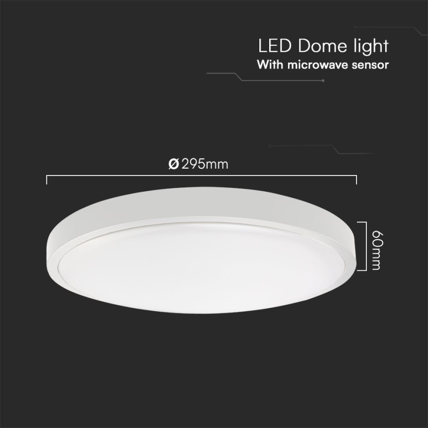 Φωτιστικό οροφής μπάνιου LED με αισθητήρα SAMSUNG CHIP LED/18W/230V IP44 6500K διάμετρος 29 cm λευκό + τηλεχειριστήριο