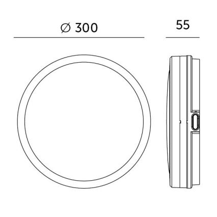 Φωτιστικό οροφής μπάνιου LED με αισθητήρα LED/24W/230V 3000/4000/6500K IP65 διάμετρος 30 cm μαύρο + τηλεχειριστήριο