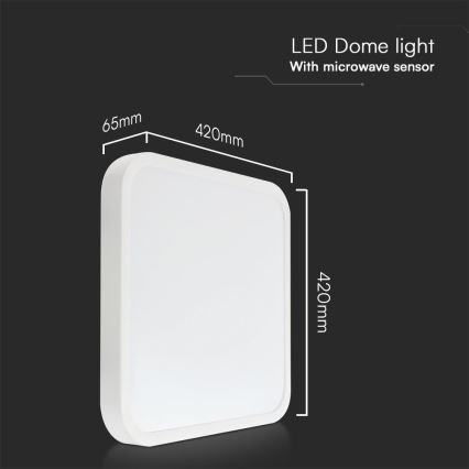 Φωτιστικό οροφής μπάνιου LED με αισθητήρα SAMSUNG CHIP LED/36W/230V IP44 4000K 42x42 cm λευκό + τηλεχειριστήριο