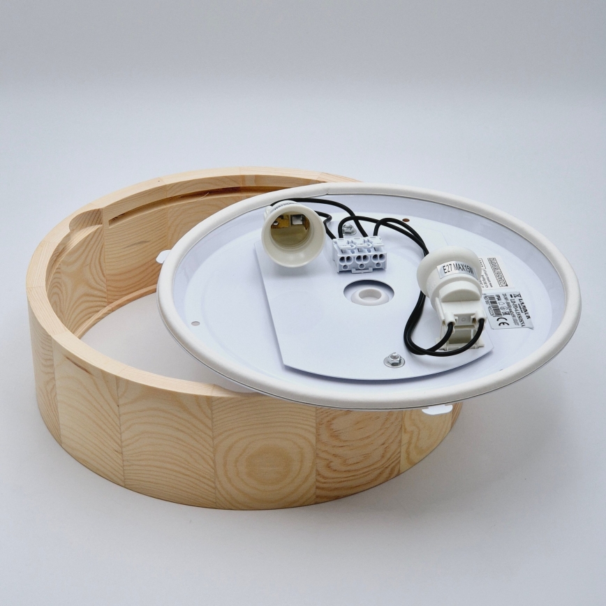 Φωτιστικό οροφής μπάνιου NATURAL 2xE27/15W/230V IP54 πεύκο ø 27 cm - FSC πιστοποιημένο