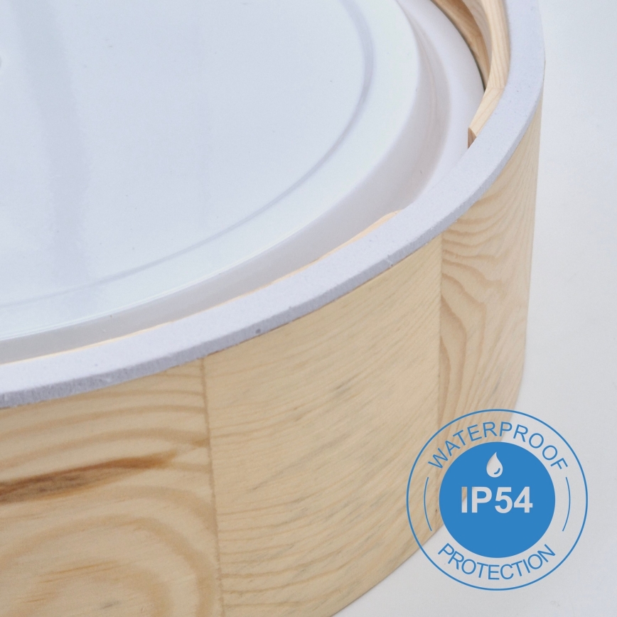 Φωτιστικό οροφής μπάνιου NATURAL 2xE27/15W/230V IP54 πεύκο ø 27 cm - FSC πιστοποιημένο