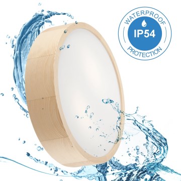 Φωτιστικό οροφής μπάνιου NATURAL 3xE27/15W/230V IP54 πεύκο ø 37 cm - FSC πιστοποιημένο
