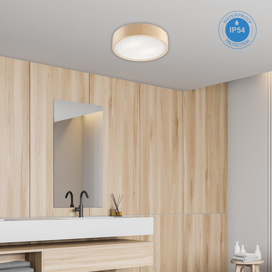 Φωτιστικό οροφής μπάνιου NATURAL 3xE27/15W/230V IP54 πεύκο ø 37 cm