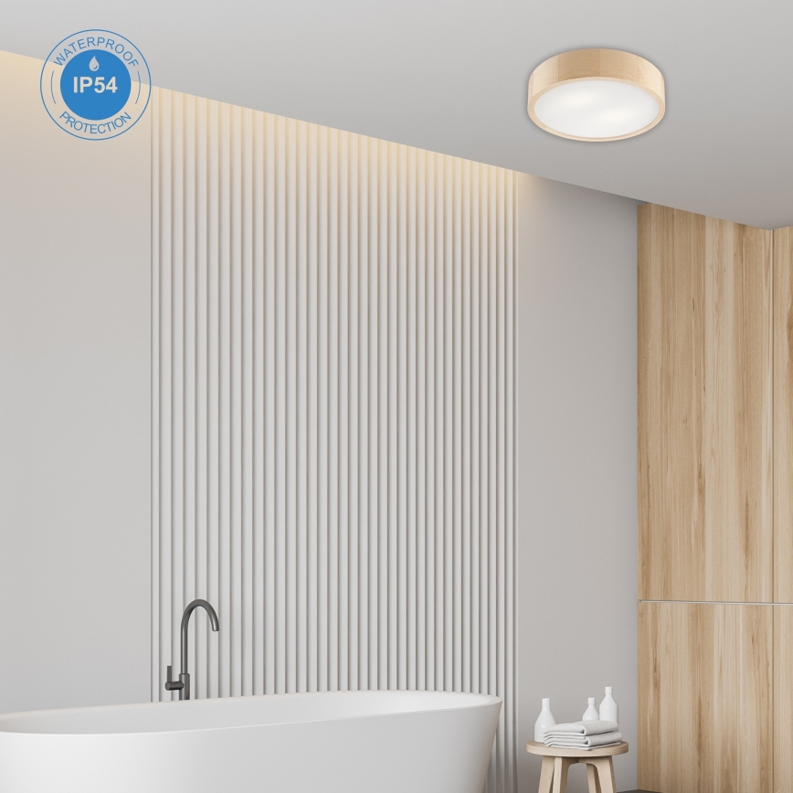 Φωτιστικό οροφής μπάνιου NATURAL 3xE27/15W/230V IP54 πεύκο ø 37 cm