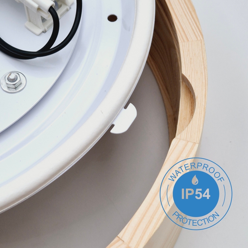 Φωτιστικό οροφής μπάνιου NATURAL 3xE27/15W/230V IP54 πεύκο ø 37 cm