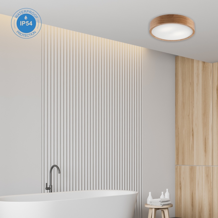 Φωτιστικό οροφής μπάνιου OAK 3xE27/15W/230V δρυς ø 37 cm IP54 - FSC πιστοποιημένο