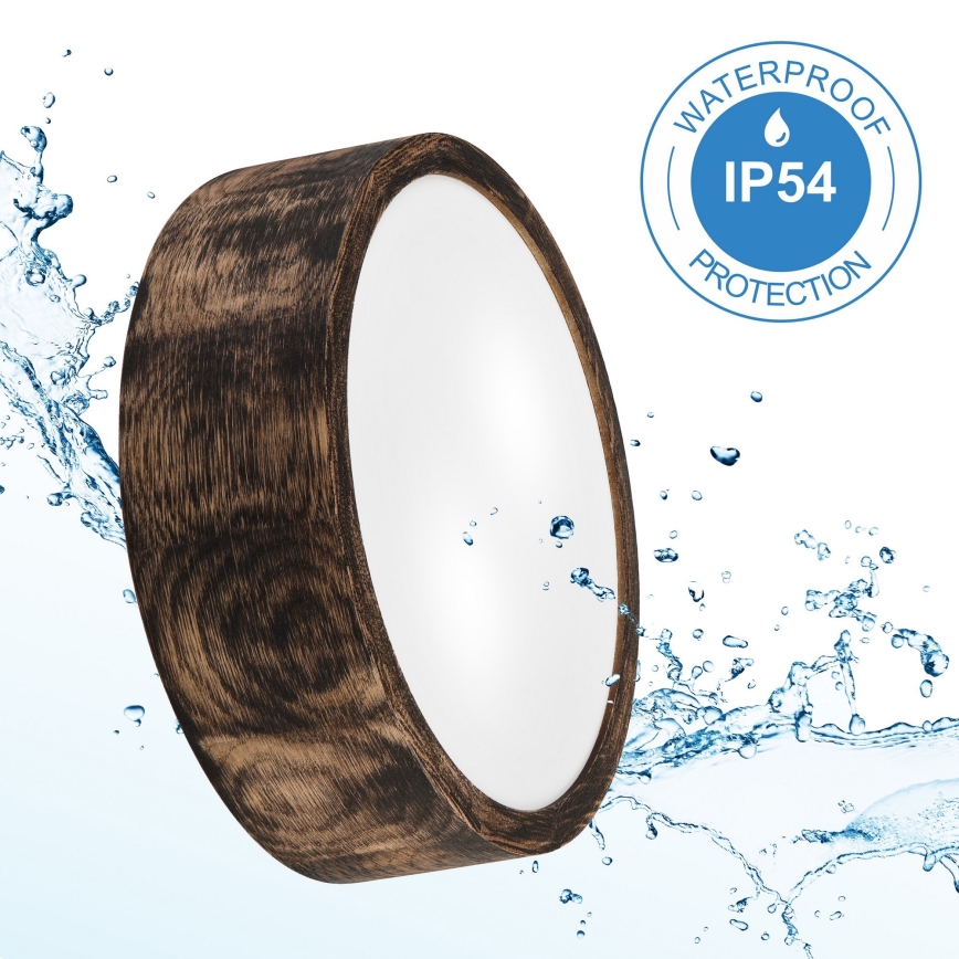 Φωτιστικό οροφής μπάνιου OAK SMOKY 2xE27/15W/230V IP54 ø 27,5 cm δρυς/καφέ