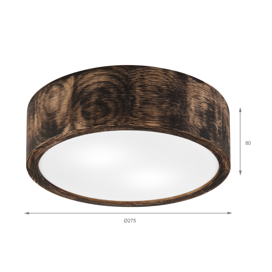 Φωτιστικό οροφής μπάνιου OAK SMOKY 2xE27/15W/230V IP54 ø 27,5 cm δρυς/καφέ