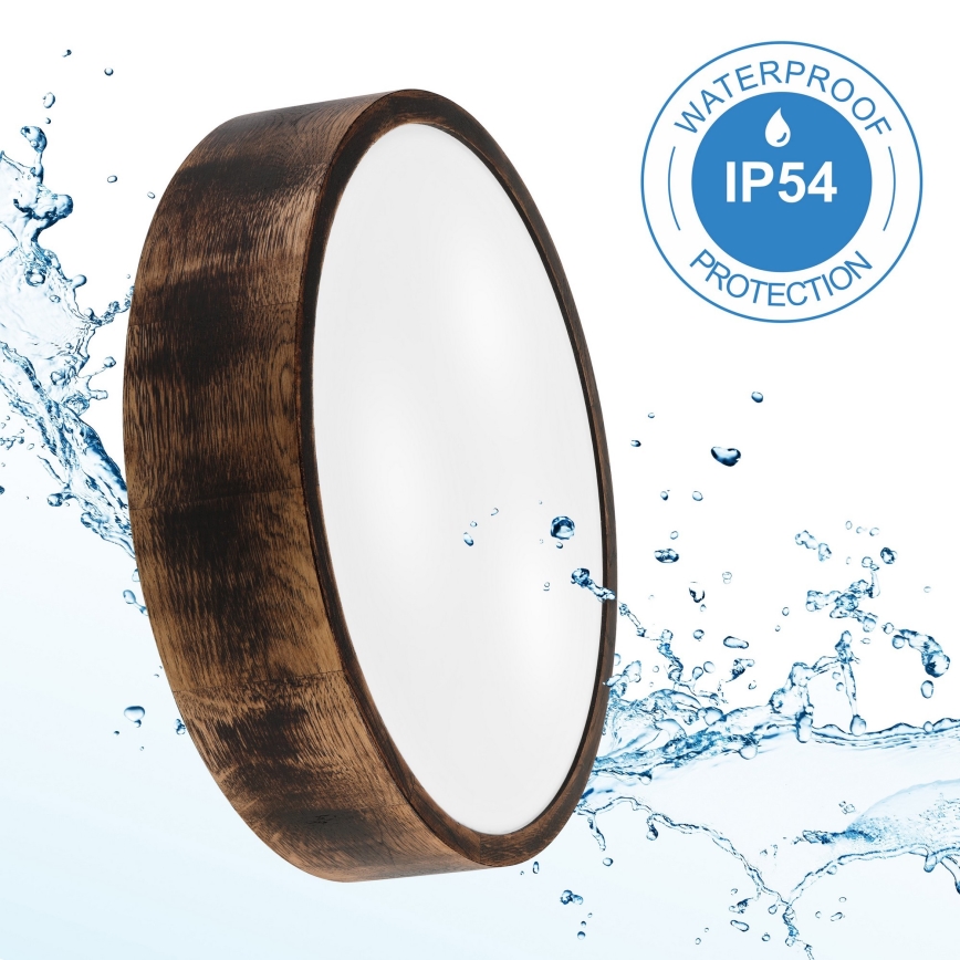 Φωτιστικό οροφής μπάνιου OAK SMOKY 3xE27/15W/230V IP54 ø 37,5 cm δρυς/καφέ