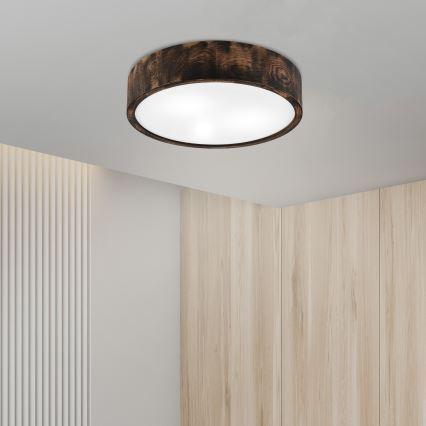Φωτιστικό οροφής μπάνιου OAK SMOKY 3xE27/15W/230V IP54 ø 37,5 cm δρυς/καφέ