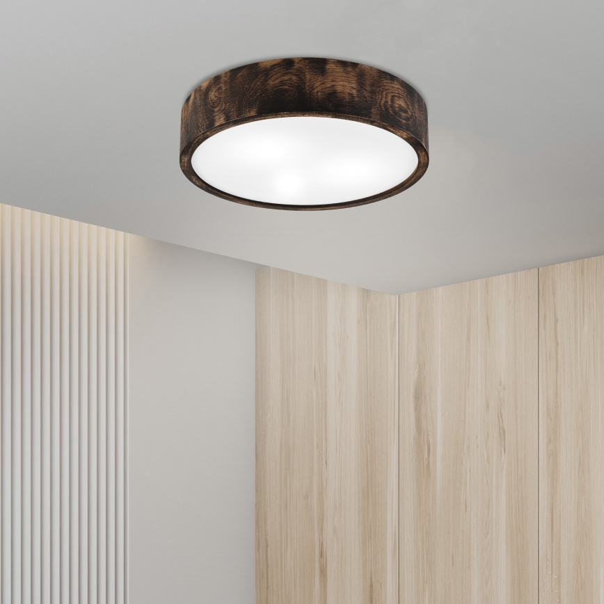 Φωτιστικό οροφής μπάνιου OAK SMOKY 3xE27/15W/230V IP54 ø 37,5 cm δρυς/καφέ