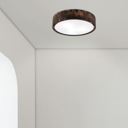 Φωτιστικό οροφής μπάνιου OAK SMOKY 3xE27/15W/230V IP54 ø 37,5 cm δρυς/καφέ