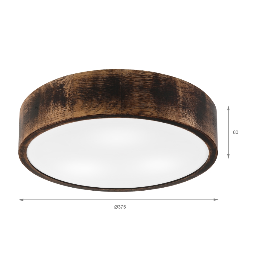 Φωτιστικό οροφής μπάνιου OAK SMOKY 3xE27/15W/230V IP54 ø 37,5 cm δρυς/καφέ