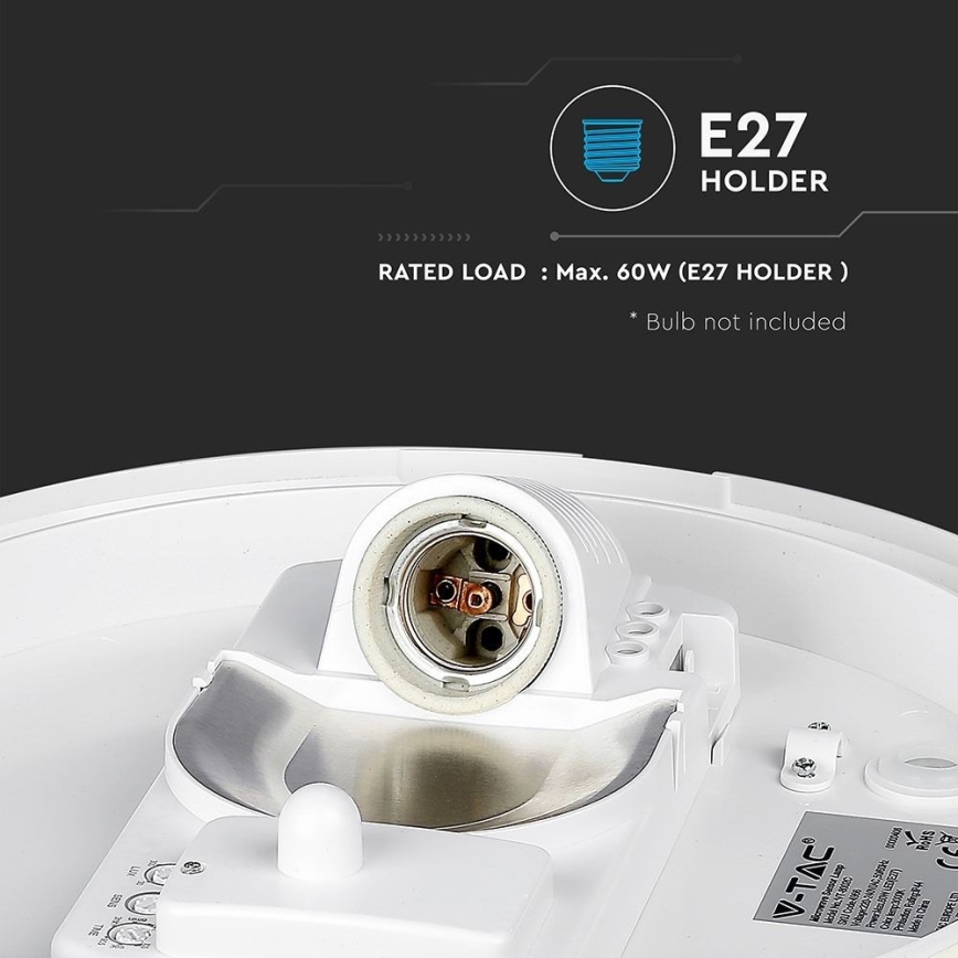 Φωτιστικό οροφής μπάνιου με αισθητήρα 1xE27/60W/230V IP44 ø 29,6 cm