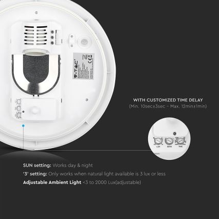 Φωτιστικό οροφής μπάνιου με αισθητήρα 1xE27/60W/230V IP44 ø 29,6 cm