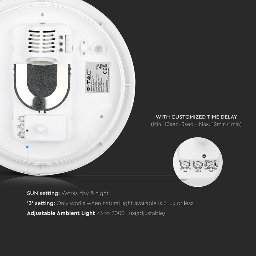 Φωτιστικό οροφής μπάνιου με αισθητήρα 1xE27/60W/230V IP44 ø 29,6 cm