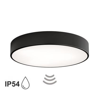 Φωτιστικό οροφής μπάνιου με αισθητήρα CLEO 4xE27/24W/230V Ø 50 cm IP54 μαύρο