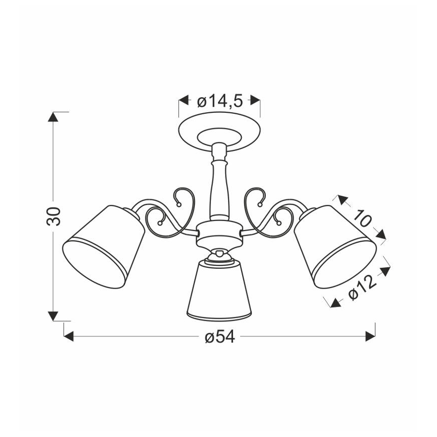Φωτιστικό οροφής σε ράβδο LOSANNA 3xE14/40W/230V από ορείχαλκο