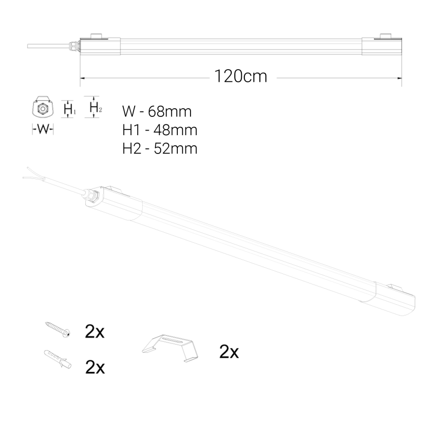 Φωτιστικό πάγκου κουζίνας LED LED/60W/230V 6000K 120 cm IP65 μαύρο