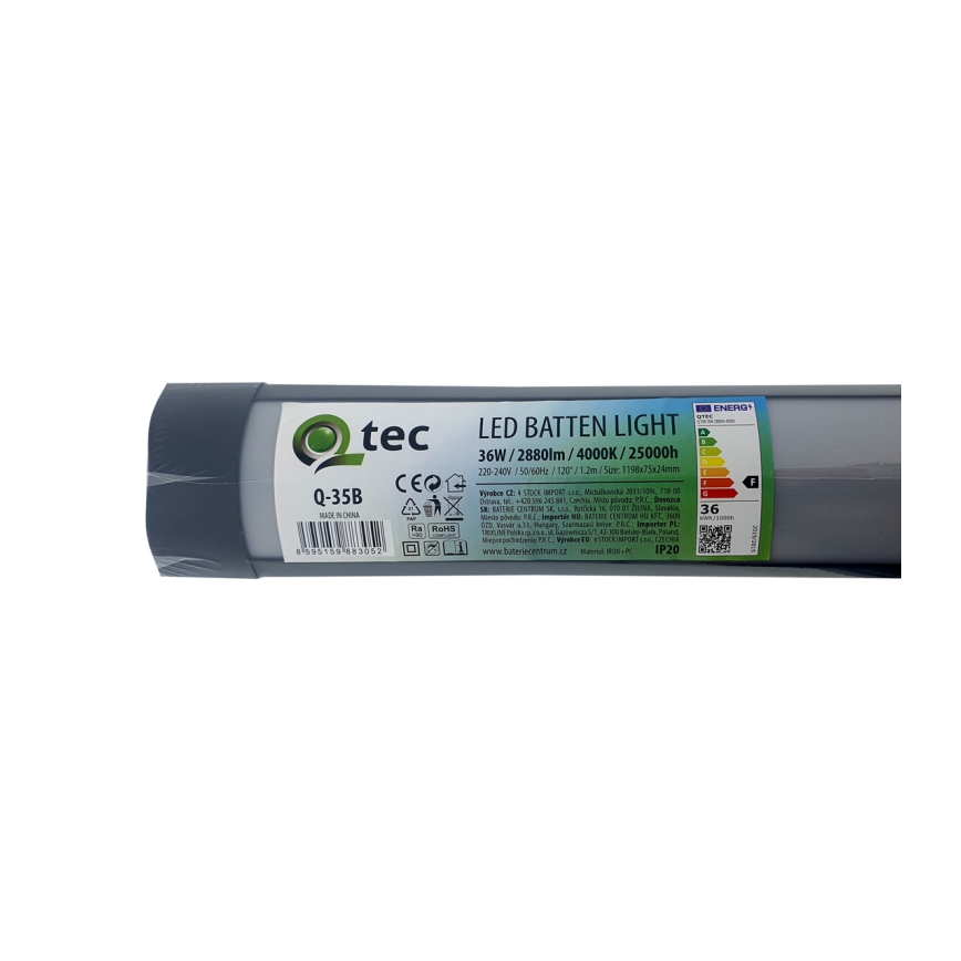 Φωτιστικό πάγκου κουζίνας LED QTEC LED/36W/230V 120 cm μαύρο