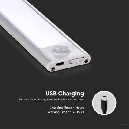 Φωτιστικό πάγκου κουζίνας LED με αισθητήρα LED/1,5W/5V 1500 mAh 3000K