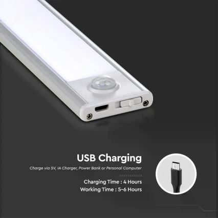 Φωτιστικό πάγκου κουζίνας LED με αισθητήρα LED/1,5W/5V 1500 mAh 4000K