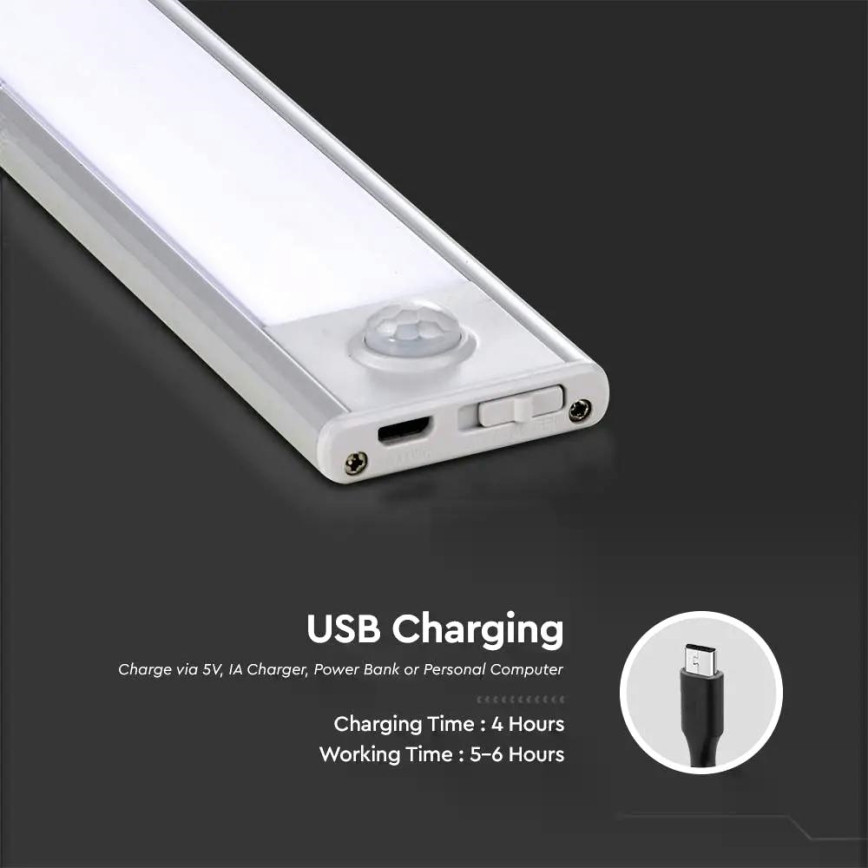 Φωτιστικό πάγκου κουζίνας LED με αισθητήρα LED/1,5W/5V 1500 mAh 4000K
