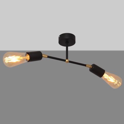 Φωτιστικό πολύφωτο ROSETTE 2xE27/15W/230V μαύρο/χρυσό