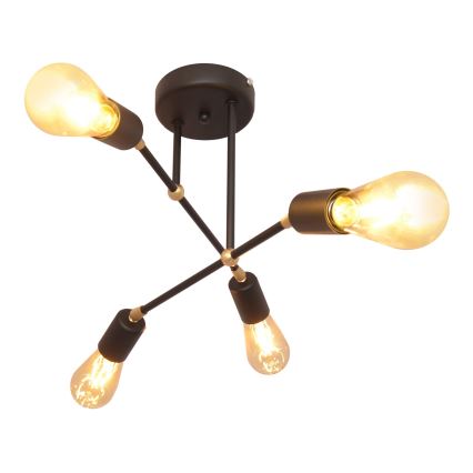 Φωτιστικό πολύφωτο ROSETTE 4xE27/15W/230V μαύρο/χρυσό