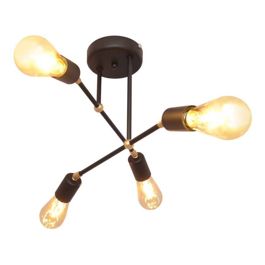 Φωτιστικό πολύφωτο ROSETTE 4xE27/15W/230V μαύρο/χρυσό