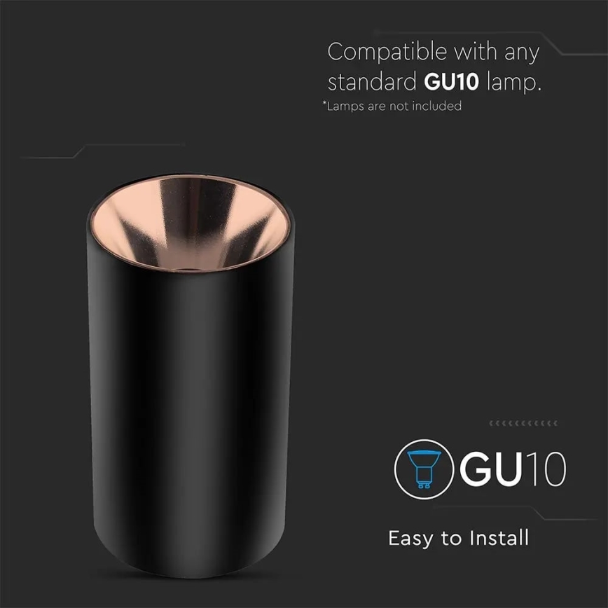 Φωτιστικό σποτ 1xGU10/35W/230V μαύρο/Ροζ χρυσό