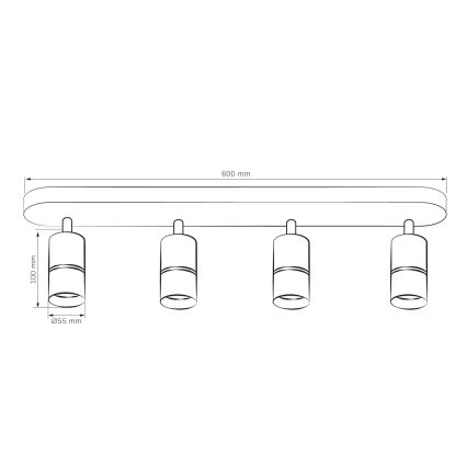 Φωτιστικό σποτ BAMBOO 4xGU10/10W/230V μαύρο