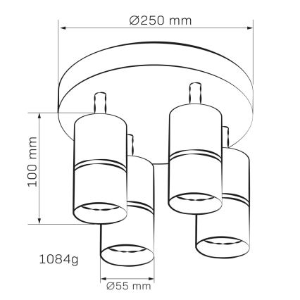 Φωτιστικό σποτ BAMBOO 4xGU10/10W/230V μαύρο