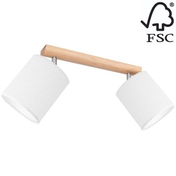 Φωτιστικό σποτ BENITA 2xE27/25W/230V λευκό/δρυς – FSC πιστοποίηση