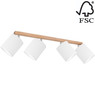 Φωτιστικό σποτ BENITA 4xE27/25W/230V λευκό/δρυς – FSC πιστοποίηση