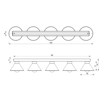 Φωτιστικό σποτ DEMET 5xE27/60W/230V μαύρο/χρυσαφί