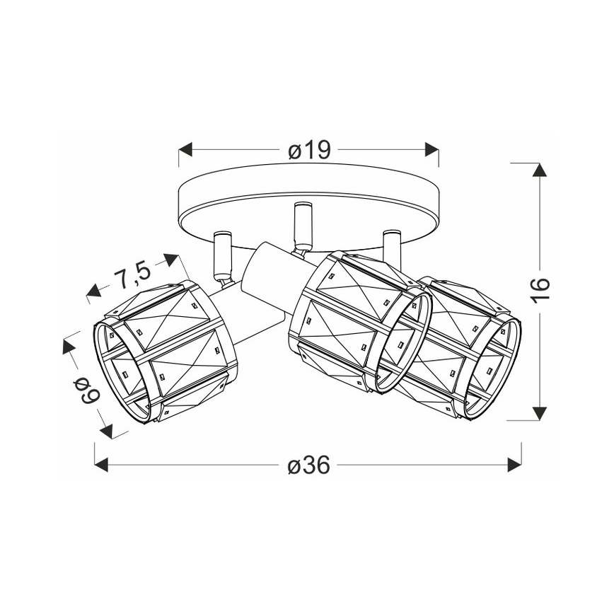 Φωτιστικό σποτ DUBAI 3xE14/40W/230V διάμετρος 36 cm μαύρο/χρυσό