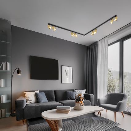 Φωτιστικό σποτ HERO SPOT 8xGU10/9W/230V μαύρο/χρυσό