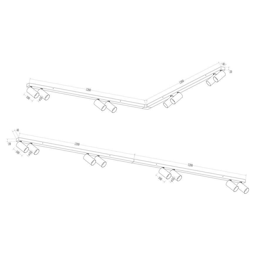 Φωτιστικό σποτ HERO SPOT 8xGU10/9W/230V μαύρο/χρυσό