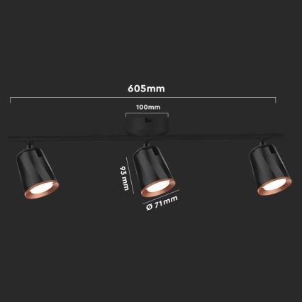 Φωτιστικό σποτ LED 3xLED/5W/230V 4000K μαύρο