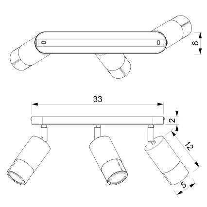 Φωτιστικό σποτ LINK 3xGU10/8W/230V μαύρο/ορείχαλκος