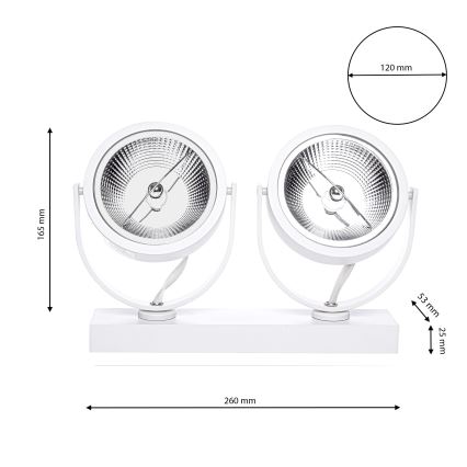 Φωτιστικό σποτ LUGAR 2xAR111 - GU10/25W/230V
