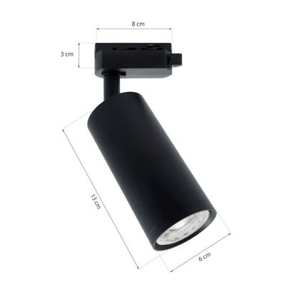 Φωτιστικό σποτ MICA  ράγας 1xGU10/25W/230V 1-phase μαύρο