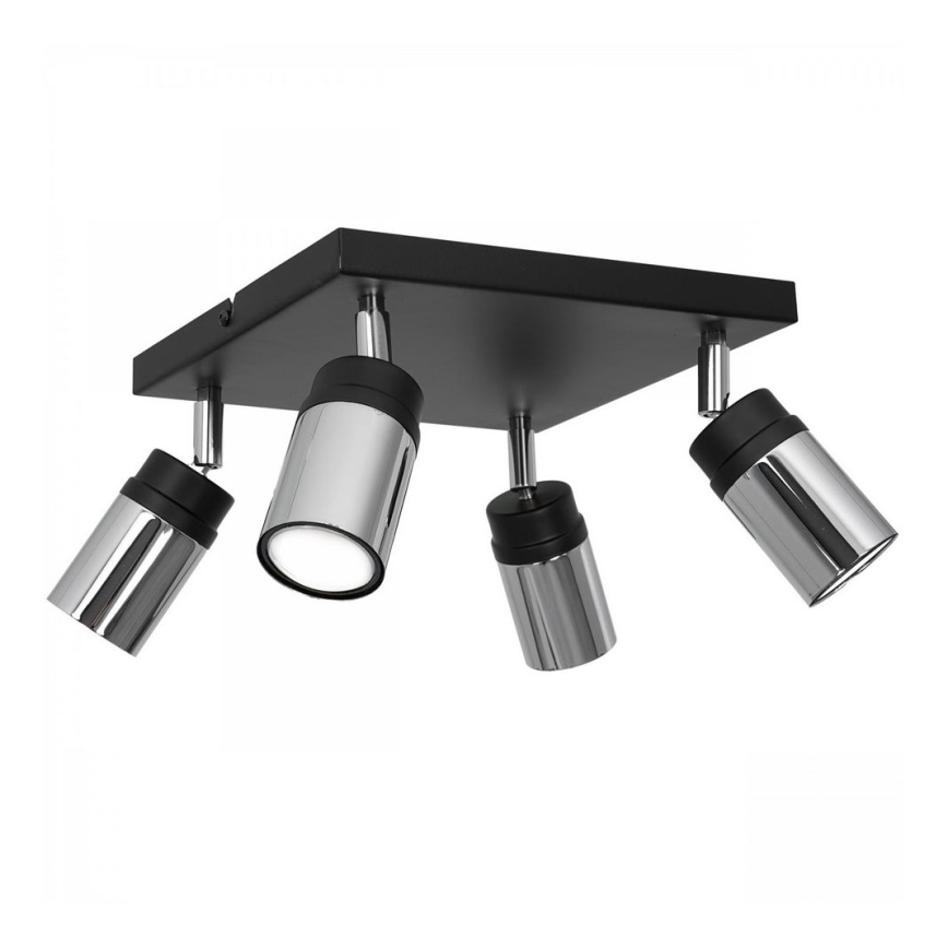 Φωτιστικό σποτ NEST 4xGU10/8W/230V μαύρο/γυαλιστερό χρώμιο
