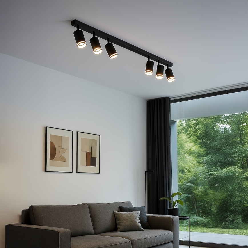 Φωτιστικό σποτ PIPE 6xGU10/10W/230V μαύρο