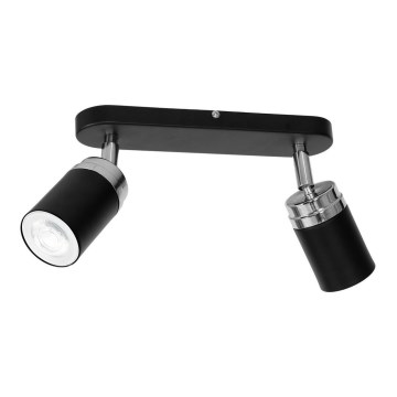Φωτιστικό σποτ RENO 2xGU10/8W/230V μαύρο/γυαλιστερό χρώμιο
