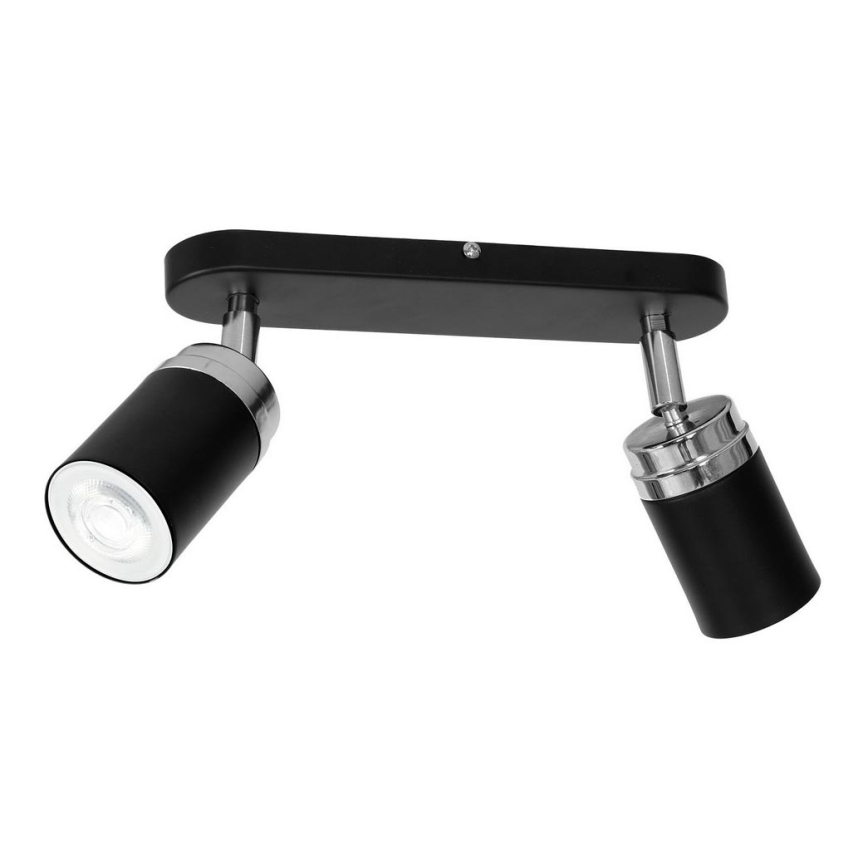 Φωτιστικό σποτ RENO 2xGU10/8W/230V μαύρο/γυαλιστερό χρώμιο